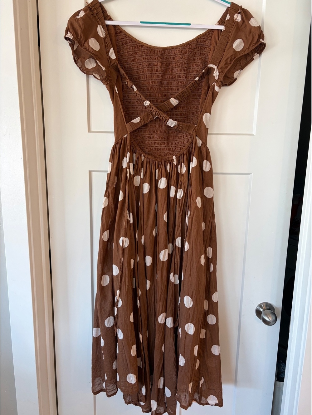 Free People Ultraviolet Polka Dot Midaxi Dress — Oak, Size L - Picture 3 of 4